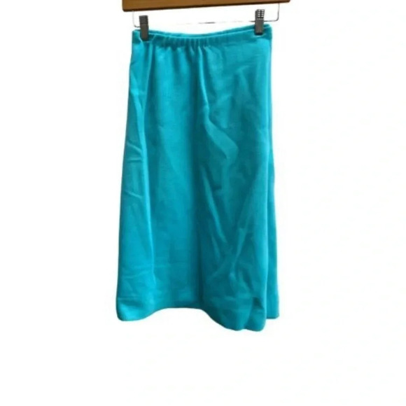 Montgomery Ward 1970's 2 Piece Turquoise Skirt Smock Blouse Set Lace Trim NOS​ - Picture 5 of 9